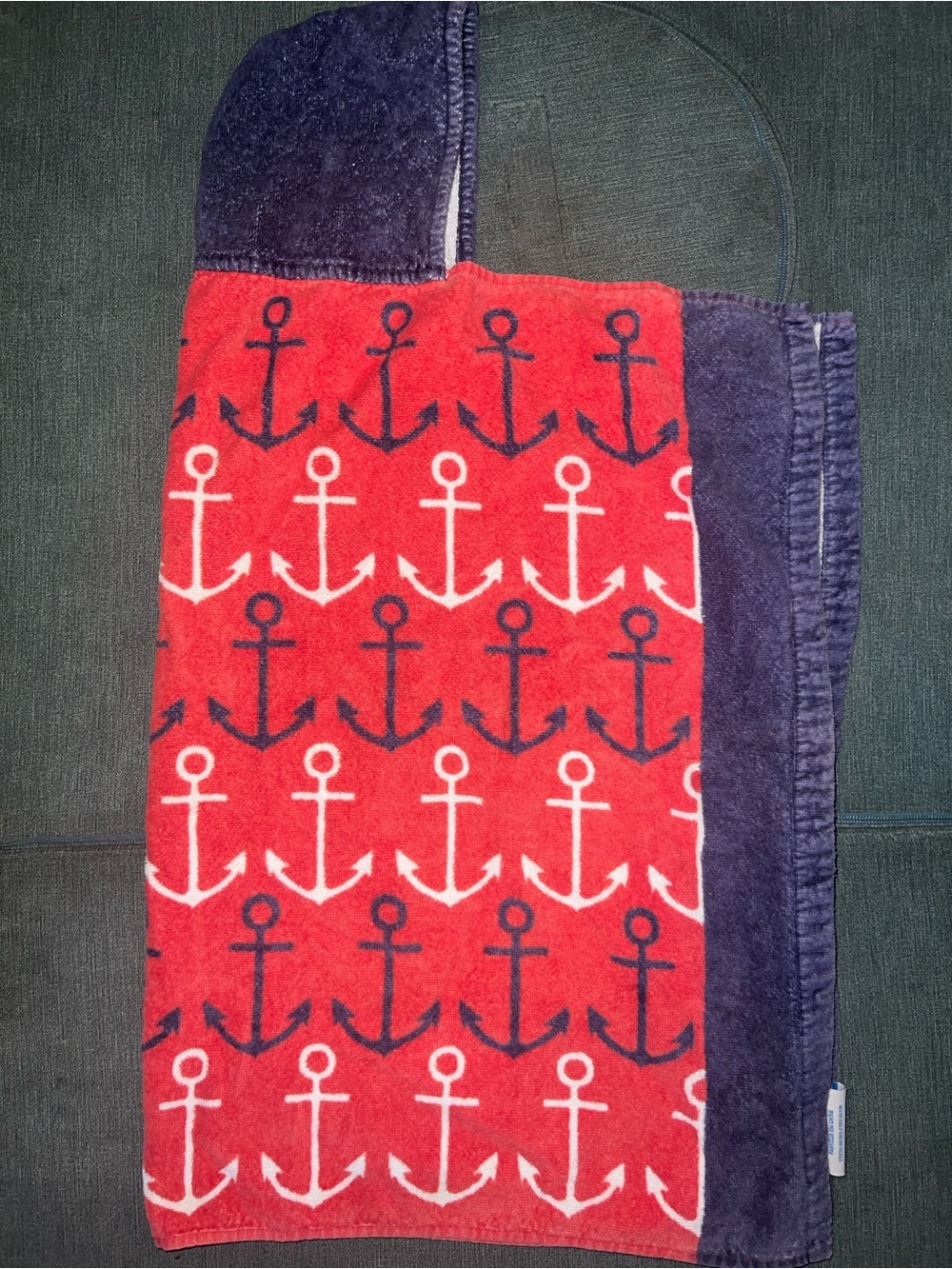 Pottery Barn Kids Anchor Hooded Towel - Red and Navy